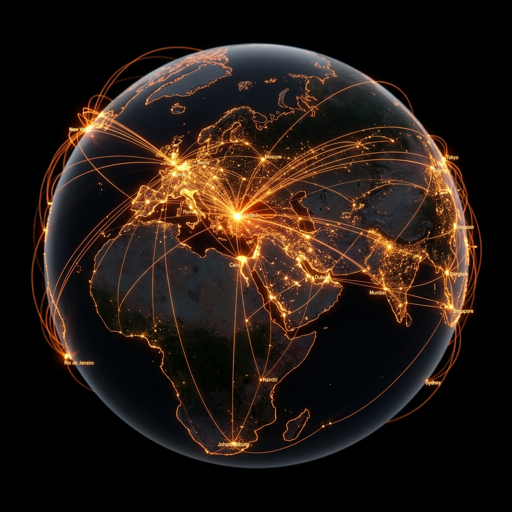 Global Network Connections centered on Istanbul
